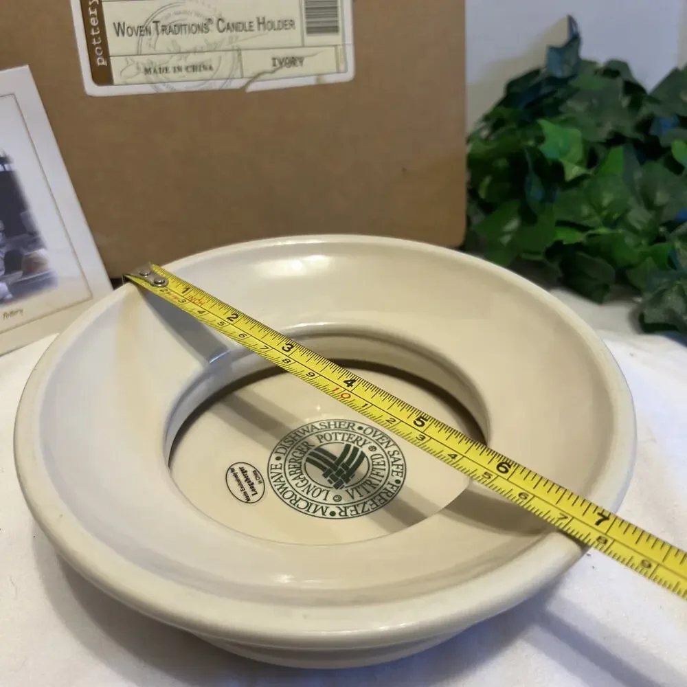 New In Box Longaberger Woven Traditions Candle Holder Pottery 3163690